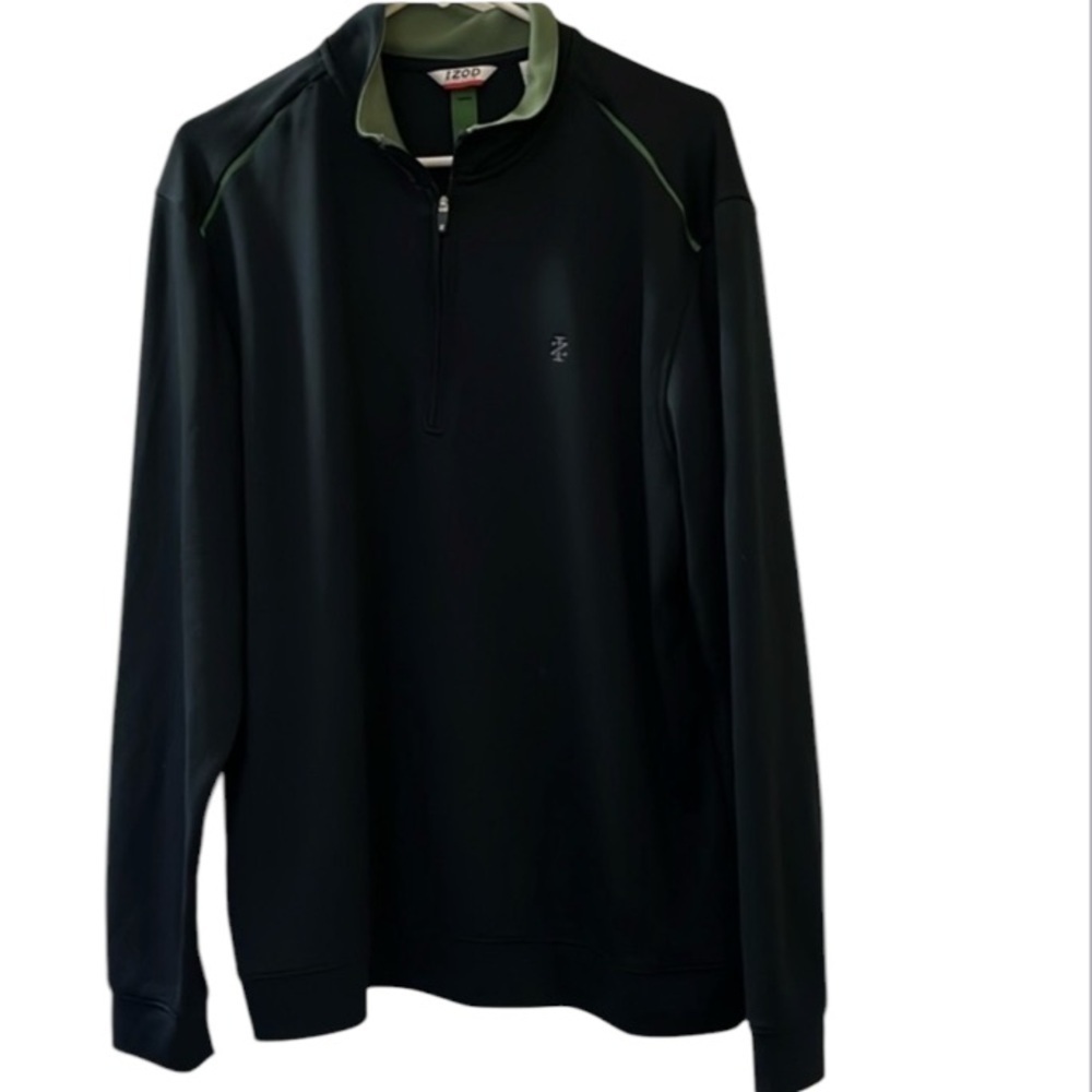 Men’s IZOD PERFORMX 1/4 Zip Pullover Shirt Navy/Green Size L